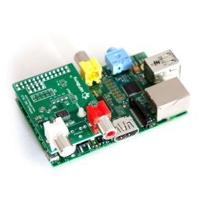 HiFiBerry DAC plugged onto the Raspberry Pi